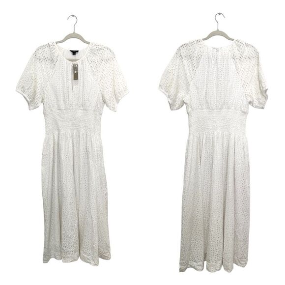 NWT J Crew Provence smocked-waist midi dress in eyelet white - Picture 7 of 8